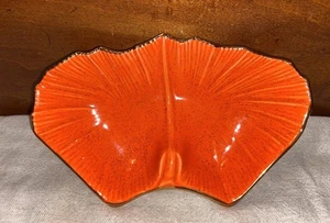 LOT OF 4 MCM CALIFORNIA POTTERY ORANGE W/GOLD TRIM CANDY RELISH DISHES USA G20 - Picture 1 of 6