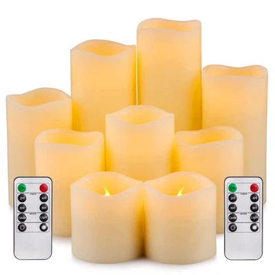Juego de 9 velas grandes sin llama RY King (D 3" x H 3", 3", 4", 5", 6",... Foto 1 de 4