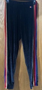 Woman’s Aviator Nation Classic Velvet Black, Multicolor Stripes Sweatpants Sz S - Picture 1 of 15