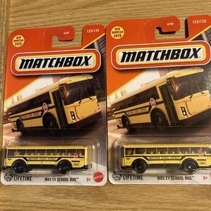 MATCHBOX 2025 #123 NEW MODEL MBX EV SCHOOL BUS Lot of 2 - Picture 1 of 5