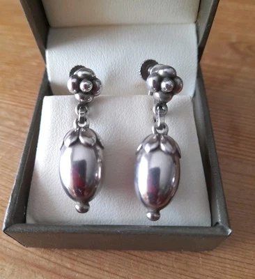 Brincos de gota raros antigos de bolota do início do século XX, Georg Jensen. Design 4. 1905 - Imagem 1 de 4