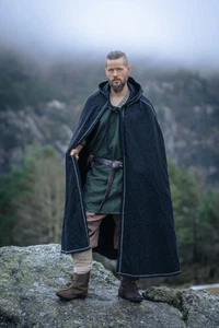 Wikinger Umhang Schwarz „Valdemar“; Mittelalter Umhang; Mittelalter Kostüm - Bild 1 von 8