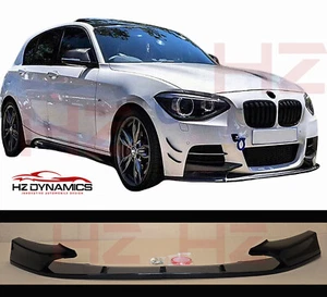 GLOSS BLACK 2 PIECE FRONT LIP SPLITTER FOR BMW 1 SERIES F20 F21 MSPORT 2012 2015 - Picture 1 of 11
