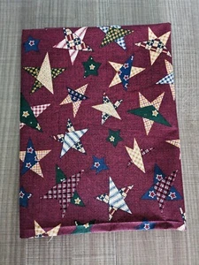 Vintage Spring Industries Burgundy Patchwork Stars Fabric Cotton 33" x 44" W - Picture 1 of 4