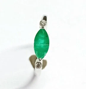 10K Gold Smaragd Edelstein Cocktail Ring, Scheibe Diamant Minimalist Schöne Ring - Bild 1 von 5