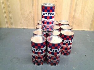 12 Vintage Cans of Steed Oil Conditioner Advertising NOS Full Sealed (2021-4) - Picture 1 of 4