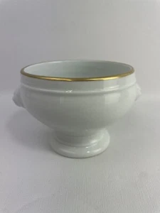 Apilco France Porcelain Lions Head Bowl Gold Rim White - Picture 1 of 7