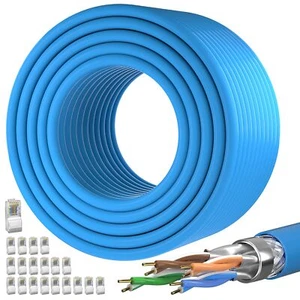 Cable Ethernet 100m Cat7 Blindage Câble Réseau 100m Extérieur Intérieur SFTP ... - Photo 1/8