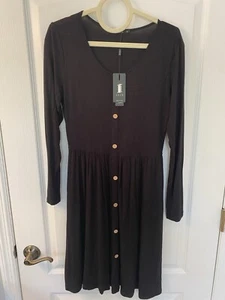 Women’s Black Dress Long Sleeve - Picture 1 of 6