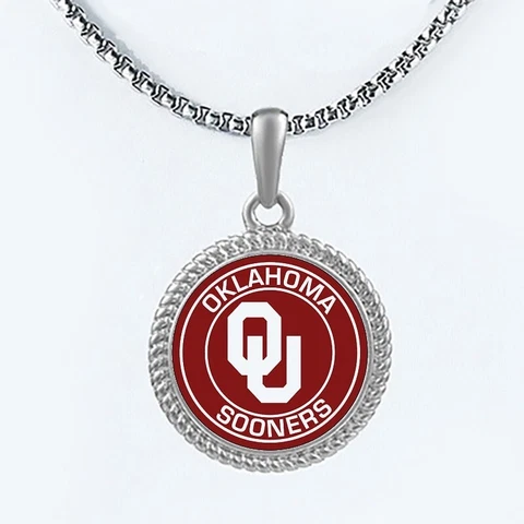 Oklahoma Sooners Mens Womens 20" Lnk Chain Pendant Necklace w Gift Pg D22 Cover