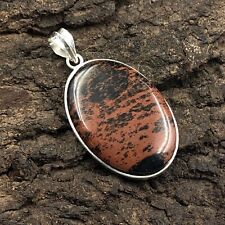 Valentine Sale Mahogany Obsidian Natural Pendant Handcrafted Silver Gift 2.25"