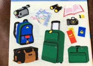 4 x 5" MRS GROSSMAN STICKERS:  GREEN LUGGAGE TRAVEL * - Picture 1 of 1