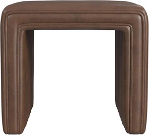 Modern Channel Tufted Faux Leather Ottoman Home Décor|Ottoman for Living Room & - Picture 1 of 12