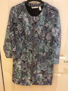 BNWOT Designer “Isaac Mizrahi Live “ Jacquard Coat,size Medium, Shades Of Blue. - Picture 1 of 12