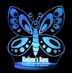 BUTTERFLY CUTE  Personalised 3d Led Night Light Colour Changing Room Lamp - Picture 1 of 11