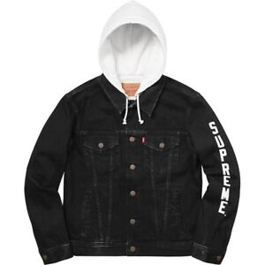 Supreme x Levis Fleece Hood Trucker Jacket Black White - SS17 - Size M