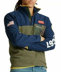 Polo Ralph Lauren Herren Colorblock USA Flagge Armee Tarnmuster Fleece Sweatshirt Hi Tech XS - Bild 1 von 9