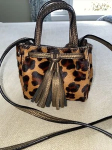 Clever Carriage Company Pont Hair Leopard Print Handbag Purse 5" x 5" crossbody - Picture 1 of 11