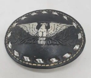 Hebilla de cinturón Eagle Flying Phoenix hebilla de cuero sintético negro y plateado - Imagen 1 de 5