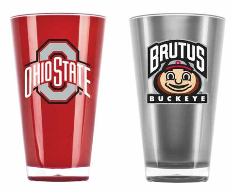 OHIO STATE BUCKEYES 2 PIECE 20 OZ. ACRYLIC PINT GLASS SET PACKAGED NCAA LICENSE Cover