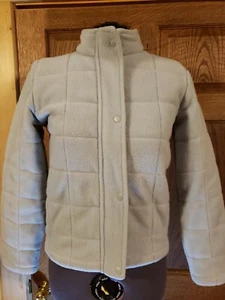 WOMENS J CREW JACKET PXS FULL ZIP SNAPS GREY FLEESE QUILTED Lined - Picture 1 of 8