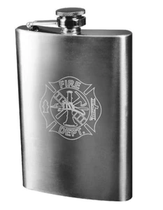 Fire Deptartment Engraved Stainless Flask - Picture 1 of 1