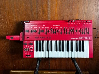 Roland SH-101 RARE RED COLOR monophonic bass synthesizer w/ MOD GRIP SH101 - Image 1 of 4