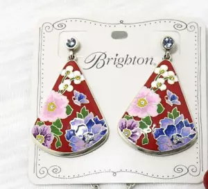 Brighton BLOSSOM HILL NWT $108 Enamel Flower Post Earrings - Picture 1 of 2