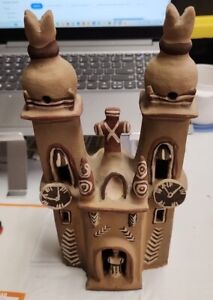 VTG Peruvian Redware Clay Terra Cotta Pottery Mission Folk Art Cathedral A4
