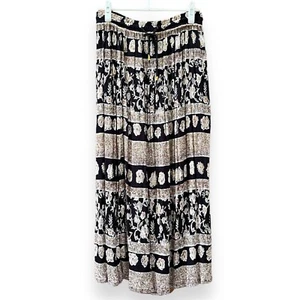 Sag Harbor Vintage Maxirock schwarz hellbraun Blumen Bohemian Pull-On Petite Small - Bild 1 von 8