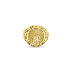 Anillo Moneda Dama Libertad con Rama de Árbol Oro Amarillo 14k - Imagen 1 de 2