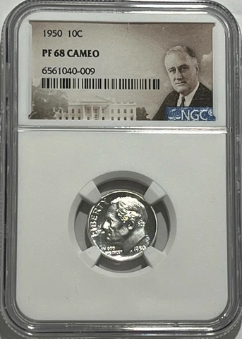 1950 NGC PF68 CAMEO PROOF ROOSEVELT DIME 10C GREAT EYE APPEAL Cover
