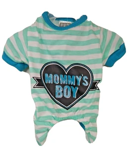 Pijama Dog Mommy's Boy XS blanco y verde a rayas suministros para mascotas nuevo - Imagen 1 de 3