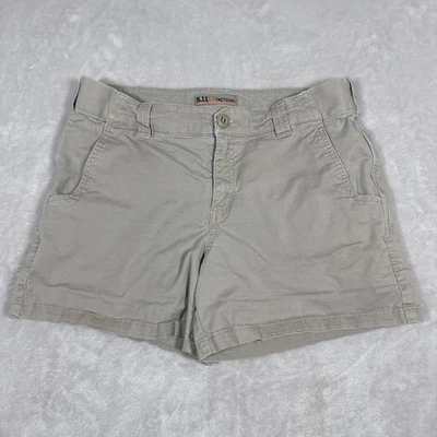 Shorts chino feminino tático 5.11 utilitário trabalho zíper poliéster sólido bege tamanho 8 - Imagem 1 de 4