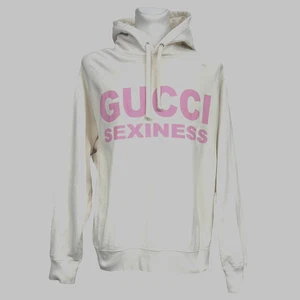 Gucci Sexiness Ivory Ecru Pullover Graphic Hoodie Oversized Size L - Picture 1 of 6