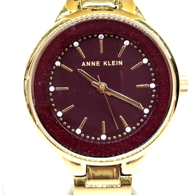 Anne Klein女士手表AK/1408闪闪发光栗色防水100英尺 — 第 1/4 张图片