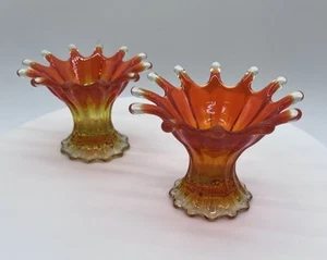 Set Of 2 Fostoria Heirloom Ruby Red Candlestick Holders 3” - Nice! - Picture 1 of 9