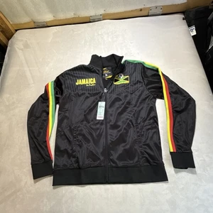 New Jamaica Lifestyle Soccer Warmup Style Jacket Sz L Black - Picture 1 of 13