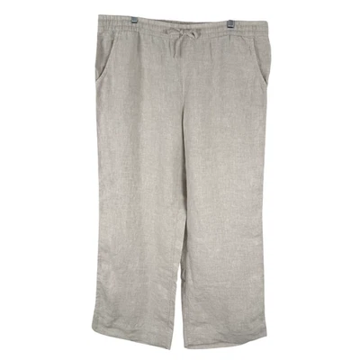 L.L. Bean Premium Linen Breezy Pull On Pants Womens Size 18 Oatmeal NWT PT-2655 - Image 1 of 4
