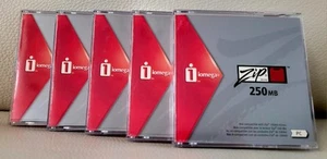 5 Pack NEW iomega Zip 250MB PC-Formatted SuperFloppy Disks *OEM *Made In Belgium - Picture 1 of 7