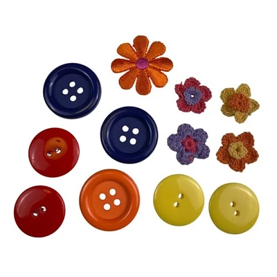 Colorful Buttons Lot Sewing Crafting Embellishments Flower Buttons Assorted E14Q - Image 1 of 4