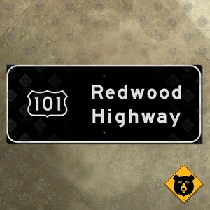 California US 101 Redwood Highway road freeway guide sign black 1958 17x7 - Picture 1 of 2