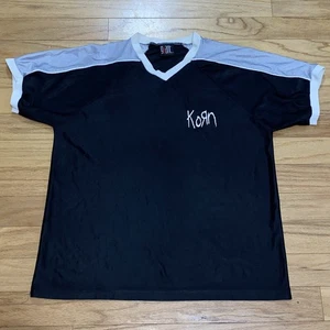 Vintage 90s KORN Black Silver Embroidered Poly Jersey GIANT Shirt Men's XL Rare! - Picture 1 of 8