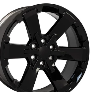 22x9 Wheel Fits Chevy Sierra Silverado LS LT Rally CK162 Gloss Black 5662 SET - Picture 1 of 8