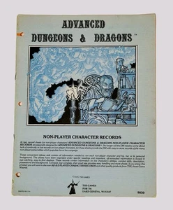 Advanced Dungeons & Dragons Non-Player Character Records AD&D NPC 1979 TSR #9030 - Picture 1 of 12