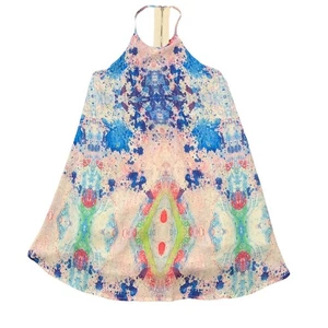 Shareen Womens abstract paint splatter dress with cutout size 8 - Picture 1 of 7