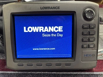 Lowrance HDS 8 Gen1 fish finder - head unit - power cord - sun cover - bracket - Image 1 of 4