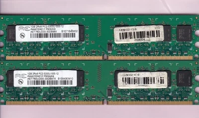 2GB 2x1GB PC2 5300 AENEON AET760UD00-30DB98X DDR2-667 Desktop Ram Memory Kit - Image 1 of 2