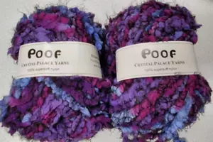 2 Crystal Palace POOF- Poofy Eyelash Yarn 50g Lot of 2 Purple Fushia Blue - Bild 1 von 4