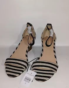 Scarpe donna Ann Taylor a righe con cinturino alla caviglia e zeppa taglia 6. - Foto 1 di 4